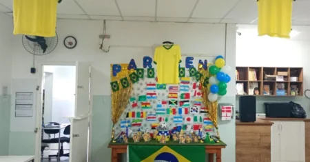 Já é Copa: escolas desenvolvem atividades sobre o Mundial e ganham decorações em verde e amarelo